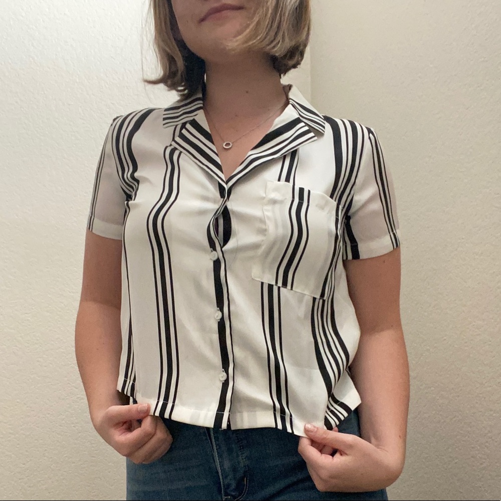 Black and white striped top
